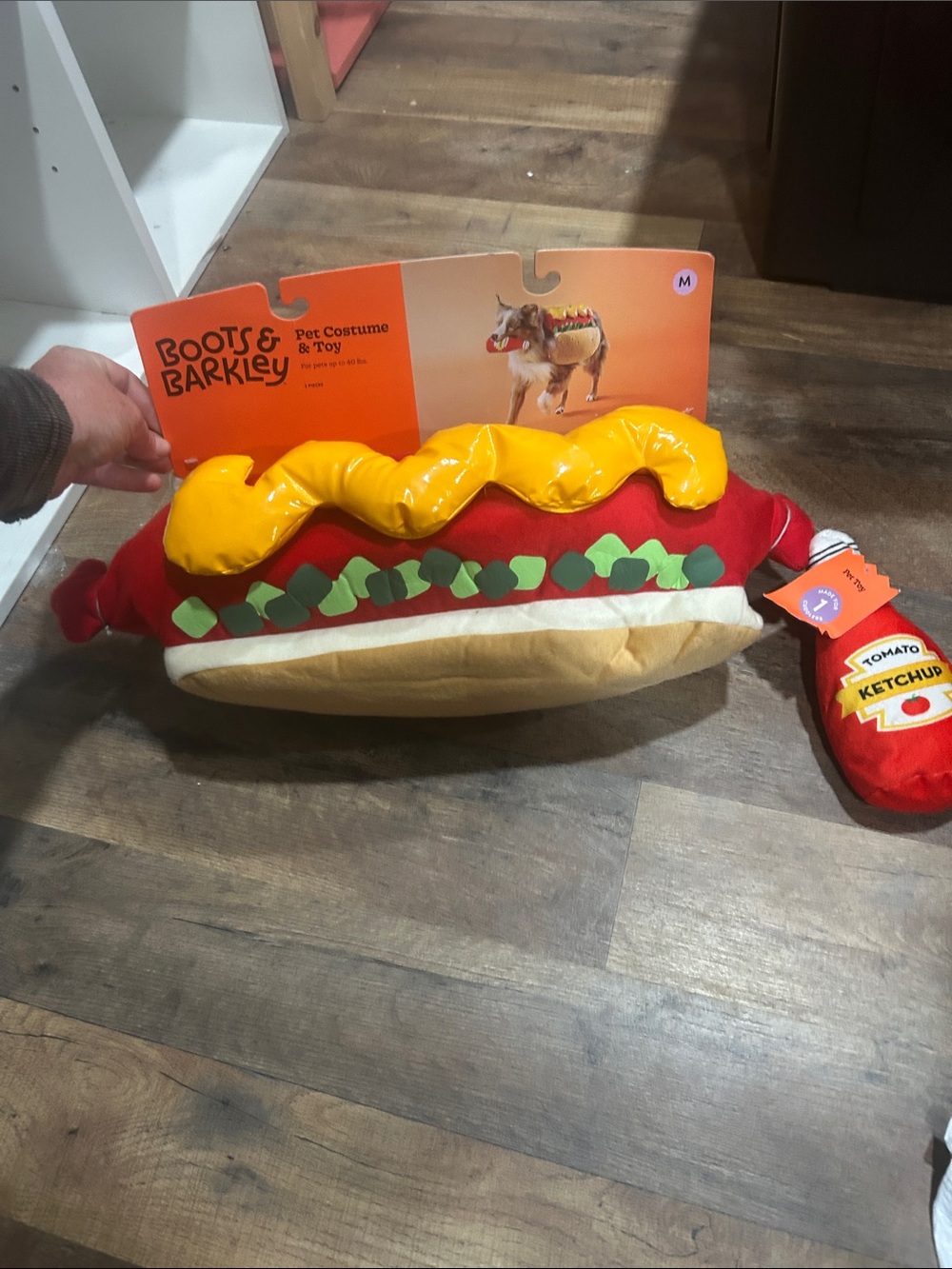 Boots & Barkley Plush Hot Dog Toy in Red, Yellow & Green